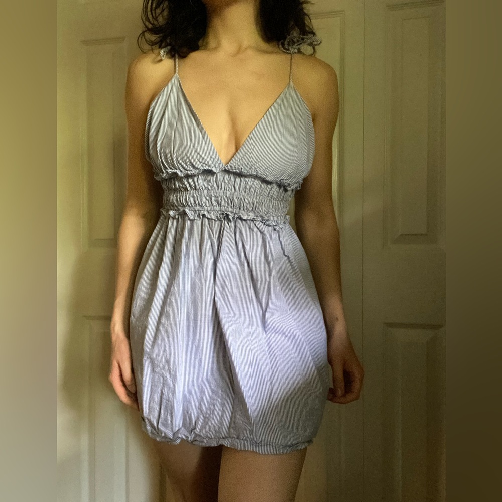 Zara pinstripe babydoll dress with tie straps